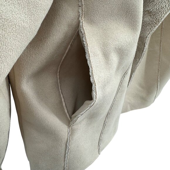 Shaver Lake Womens Beige Button Faux Suede Sherpa Lined Jacket Size L FLAW - Picture 6 of 10